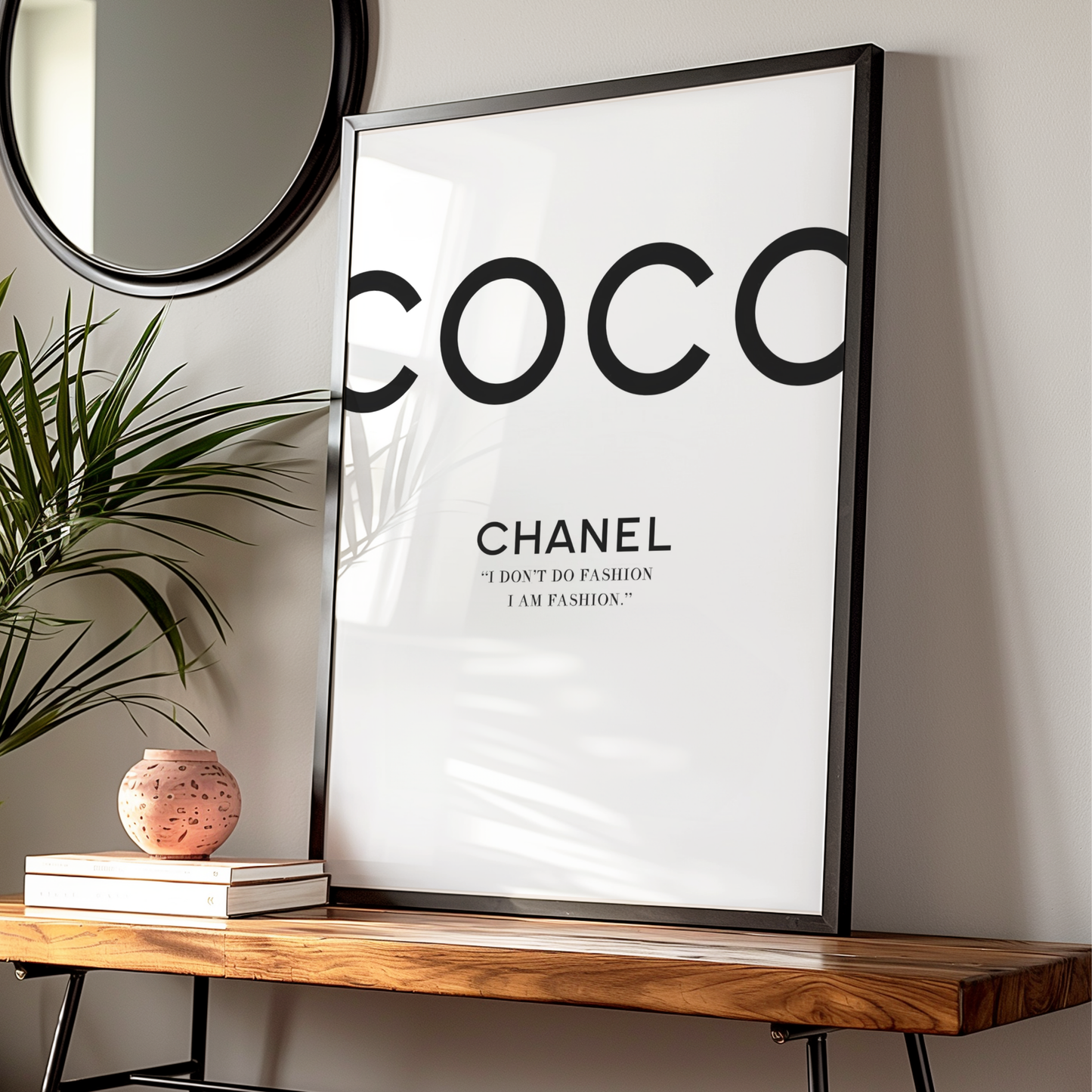 Retro Coco Chanel Black and White Poster Prints | Girly Luxury Fashion Wall Art