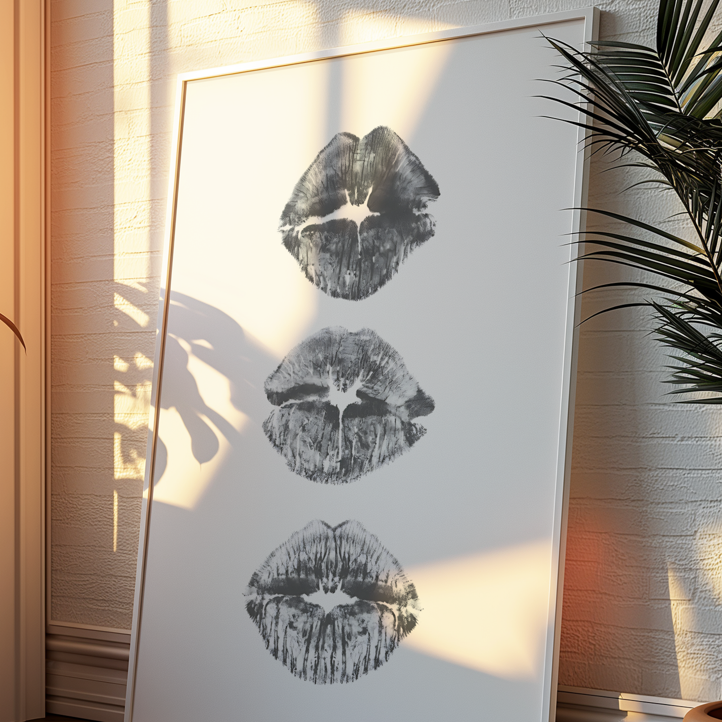 Retro Kiss Cool Girl Poster Prints | Girly Black and White Lips Fashion Wall Art