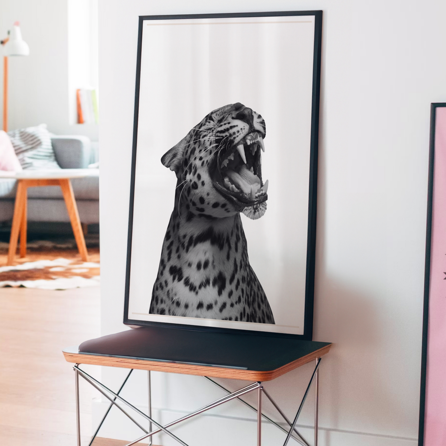 Stockholm Style Retro Cheetah Poster Print | Girly Black & White Tiger Wall Art