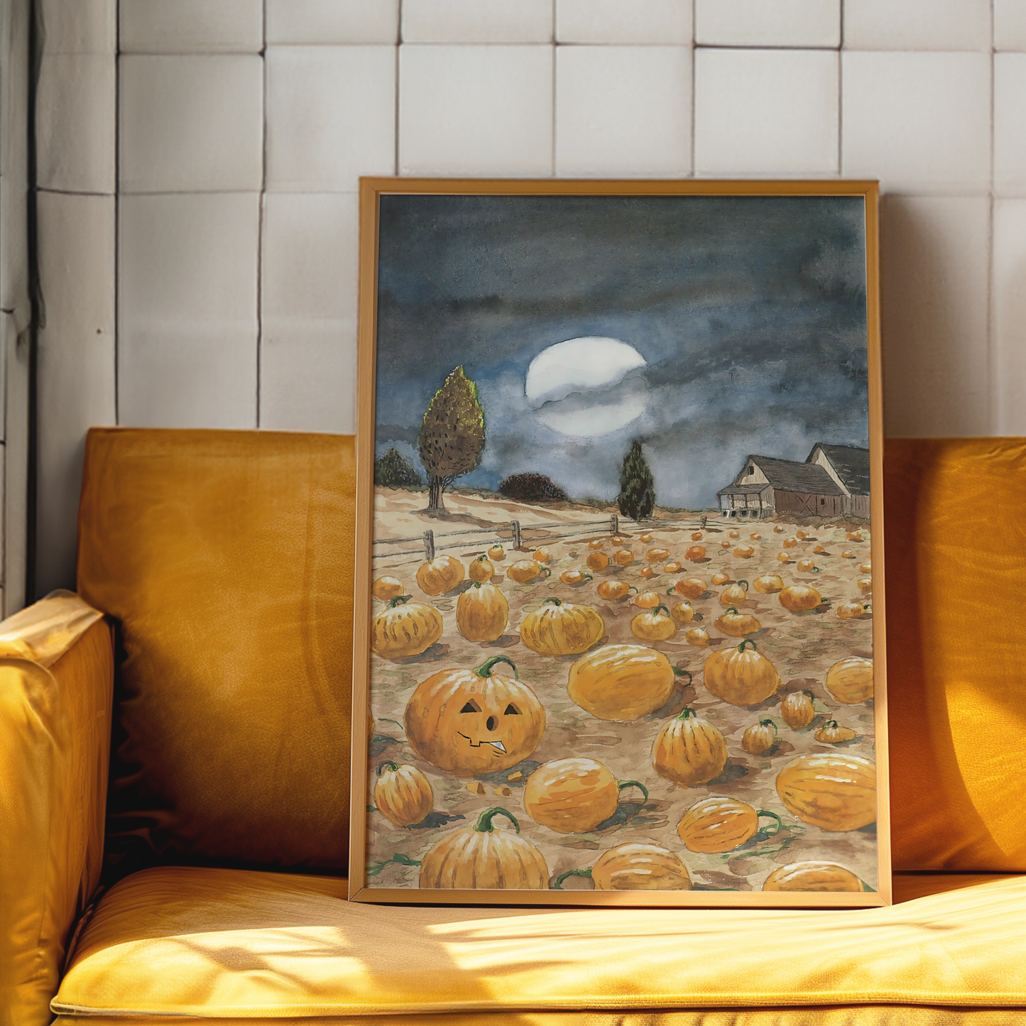 The New Yorker Magazine Cover Print October 30 1989 Issue | Retro Fall Halloween Pumpkin Wall Art Poster for Vintage Farmhouse Bedroom Decor