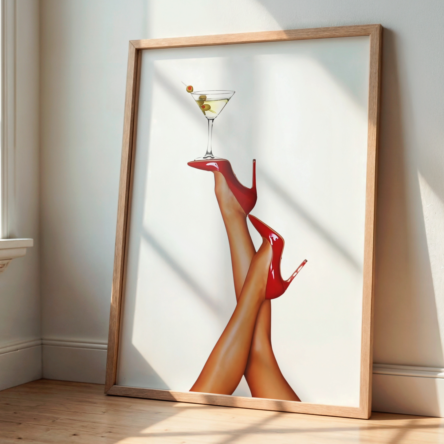 dior red heels and martini wall art poster prints