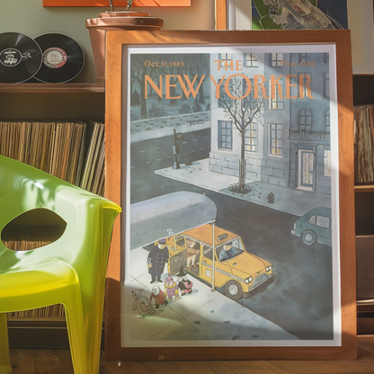 The New Yorker Magazine Cover Print October 31 1983 Issue | Retro Fall Halloween Ghosts Wall Art Poster for Vintage Farmhouse Bedroom Decor