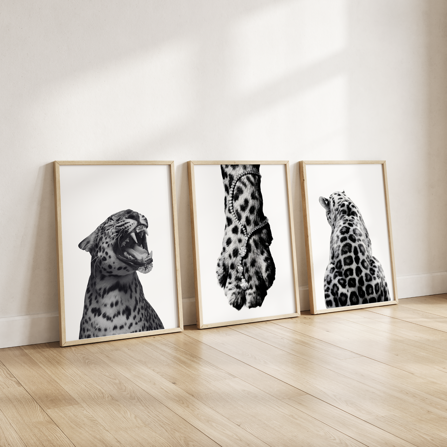 Cool Black and White Cheetah Poster Prints Set of 3 | Girly Leopard Wall Art | Trendy Aesthetic Prints for Bedroom | Stockholm Room Decor