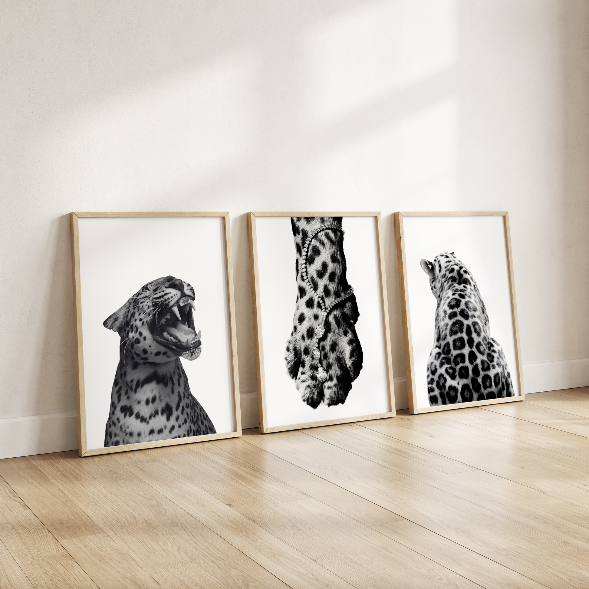 Cool Black and White Cheetah Poster Prints Set of 3 | Girly Leopard Wall Art | Trendy Aesthetic Prints for Bedroom | Stockholm Room Decor