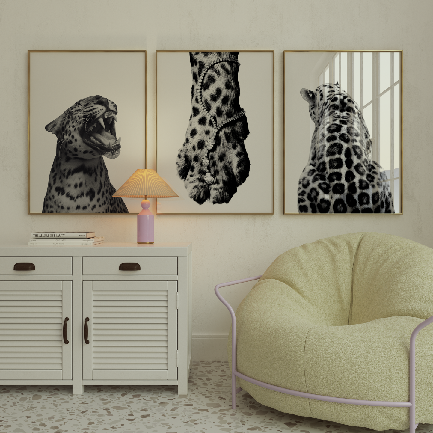 Cool Black and White Cheetah Poster Prints Set of 3 | Girly Leopard Wall Art | Trendy Aesthetic Prints for Bedroom | Stockholm Room Decor