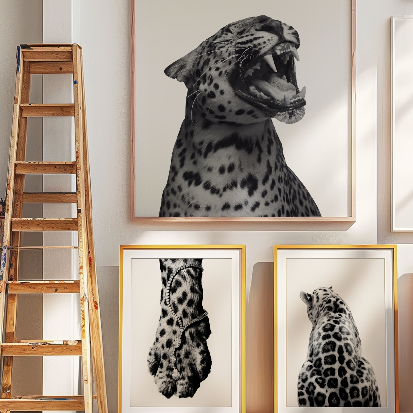Cool Black and White Cheetah Poster Prints Set of 3 | Girly Leopard Wall Art | Trendy Aesthetic Prints for Bedroom | Stockholm Room Decor