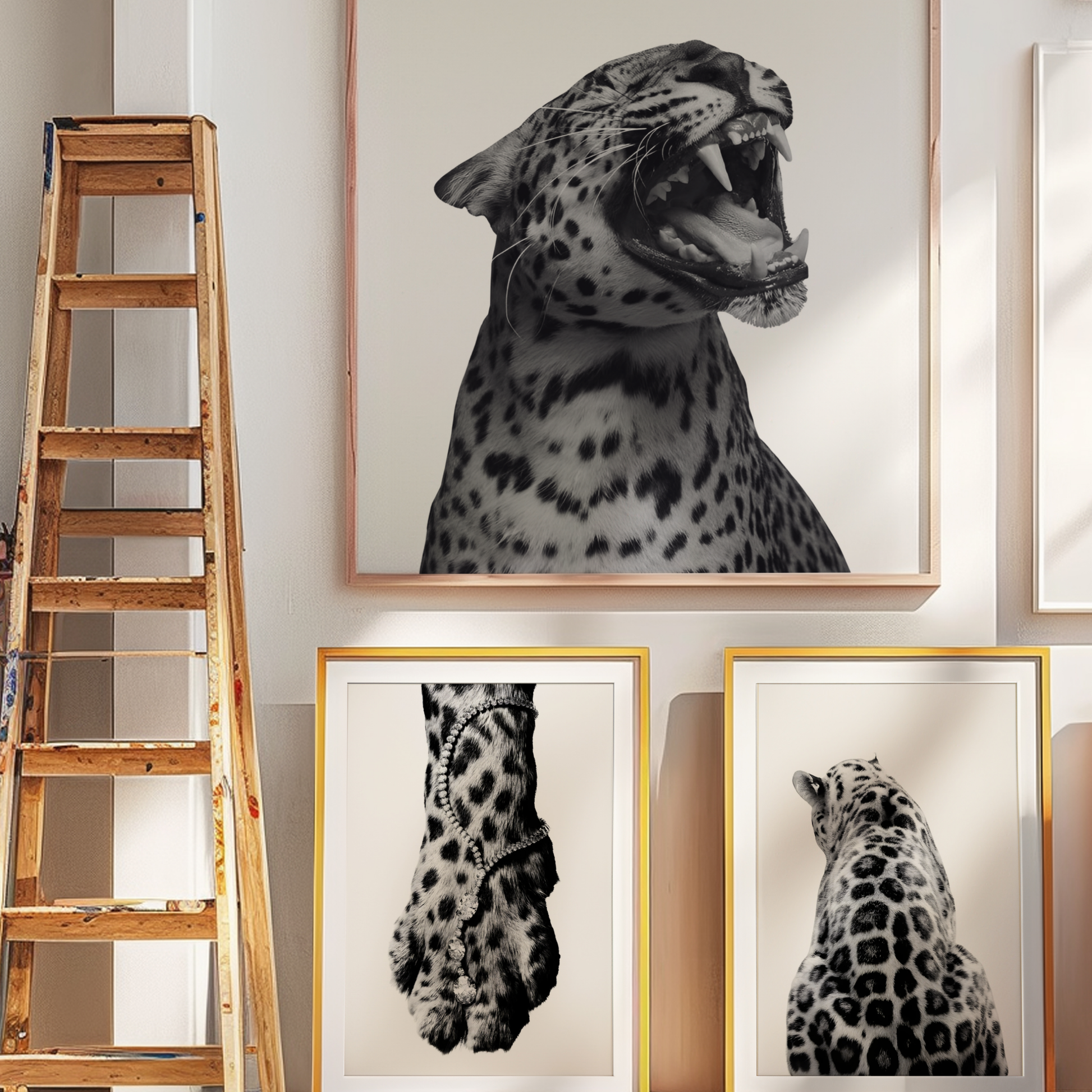 Cool Black and White Cheetah Poster Prints Set of 3 | Girly Leopard Wall Art | Trendy Aesthetic Prints for Bedroom | Stockholm Room Decor