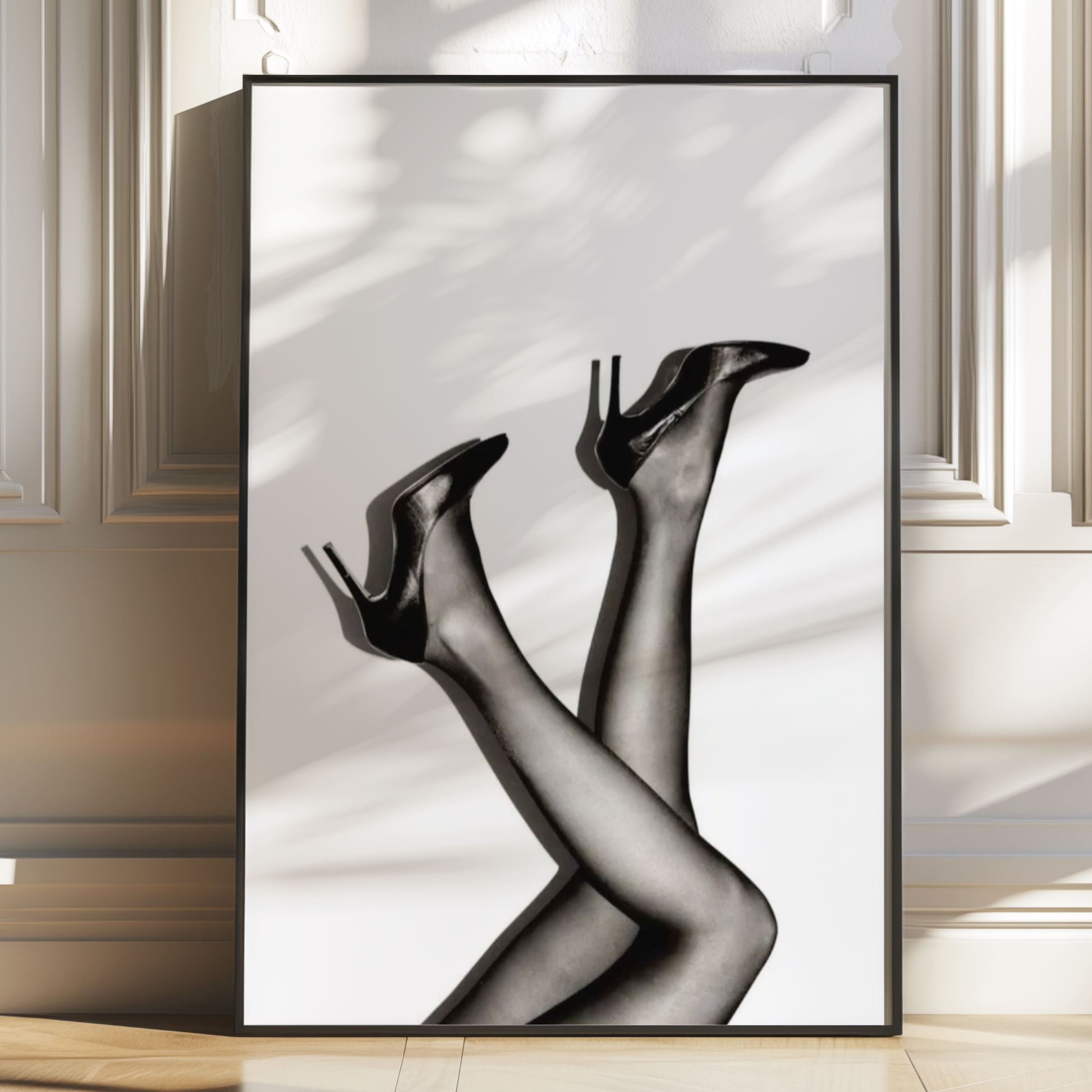 Cool Black and White Heels Poster Print | Girly Y2k Wall Art | Trendy Aesthetic Prints for Bedroom | Teen Girl Stockholm Style Room Decor