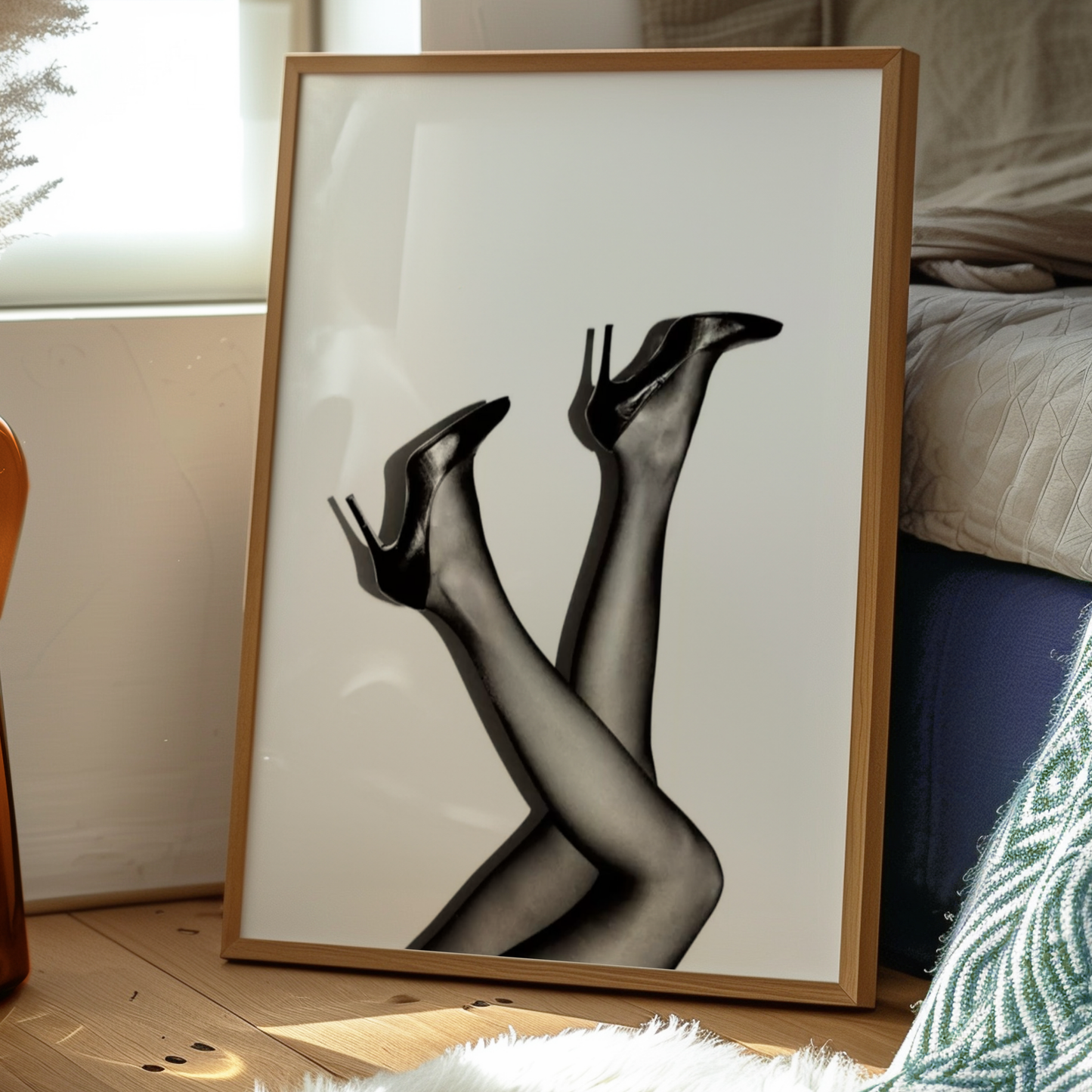 Cool Black and White Heels Poster Print | Girly Y2k Wall Art | Trendy Aesthetic Prints for Bedroom | Teen Girl Stockholm Style Room Decor