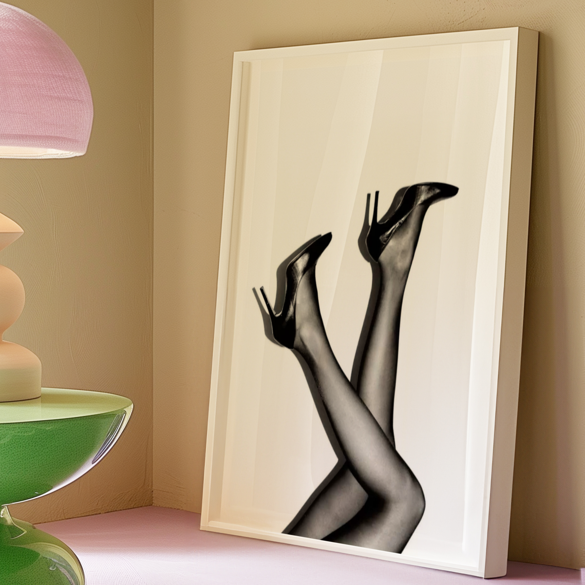 Cool Black and White Heels Poster Print | Girly Y2k Wall Art | Trendy Aesthetic Prints for Bedroom | Teen Girl Stockholm Style Room Decor