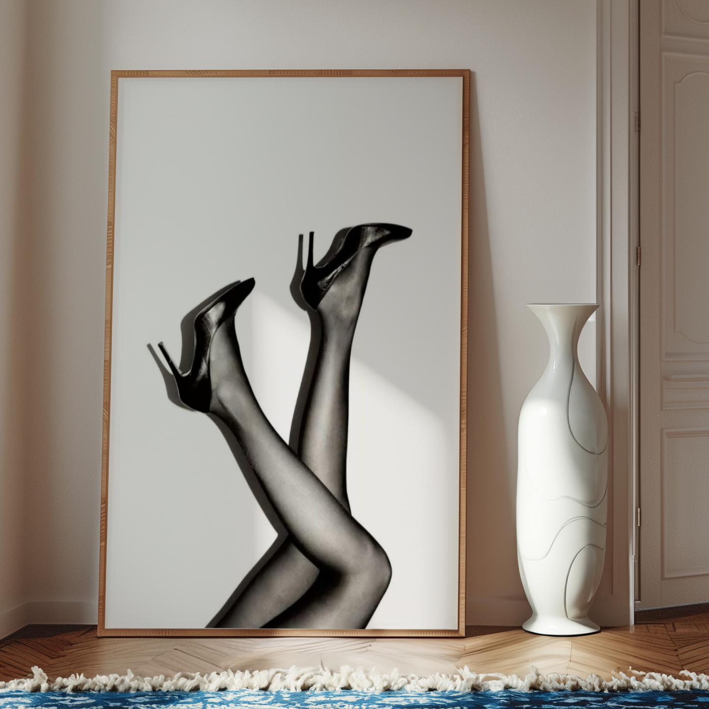 Cool Black and White Heels Poster Print | Girly Y2k Wall Art | Trendy Aesthetic Prints for Bedroom | Teen Girl Stockholm Style Room Decor