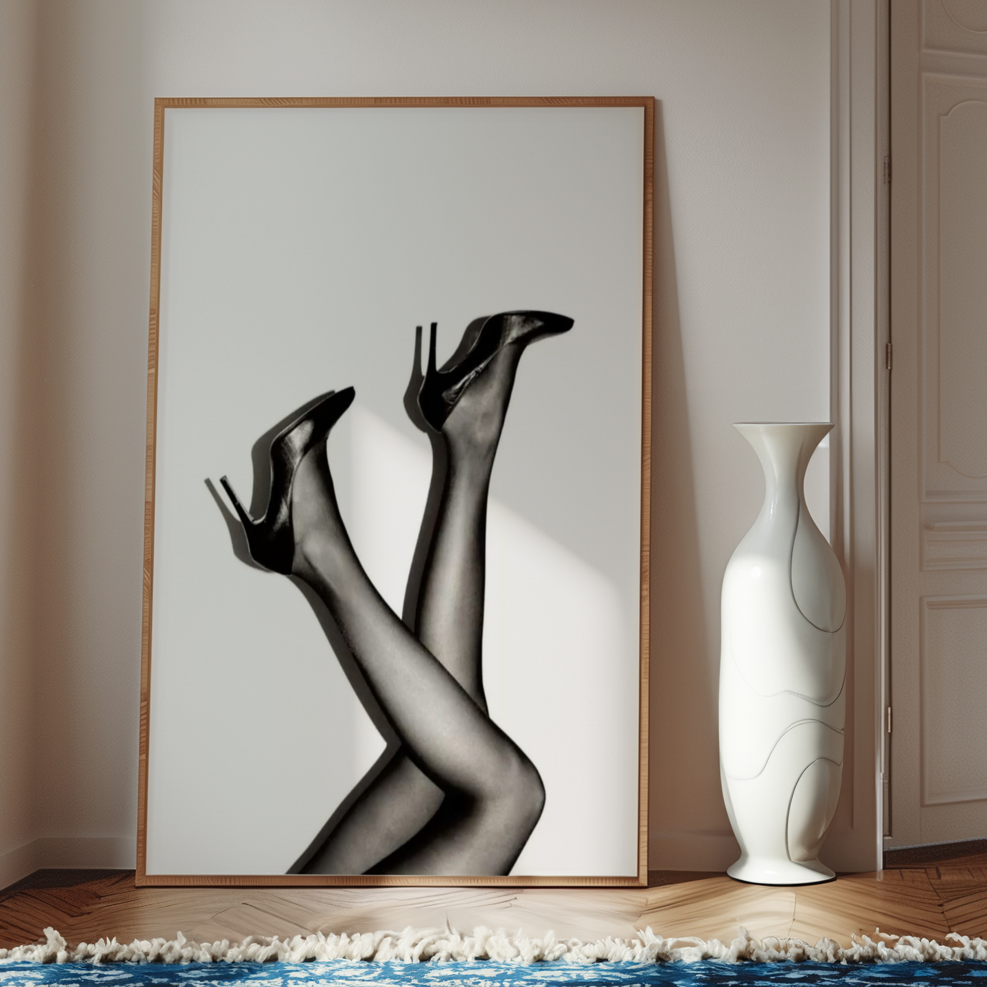 Cool Black and White Heels Poster Print | Girly Y2k Wall Art | Trendy Aesthetic Prints for Bedroom | Teen Girl Stockholm Style Room Decor