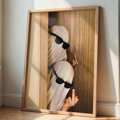 Funny Middle Finger Ghosts Digital Print | Vintage Spooky Halloween Printable Photography Poster | Retro Wall Art for Grunge Room Decor