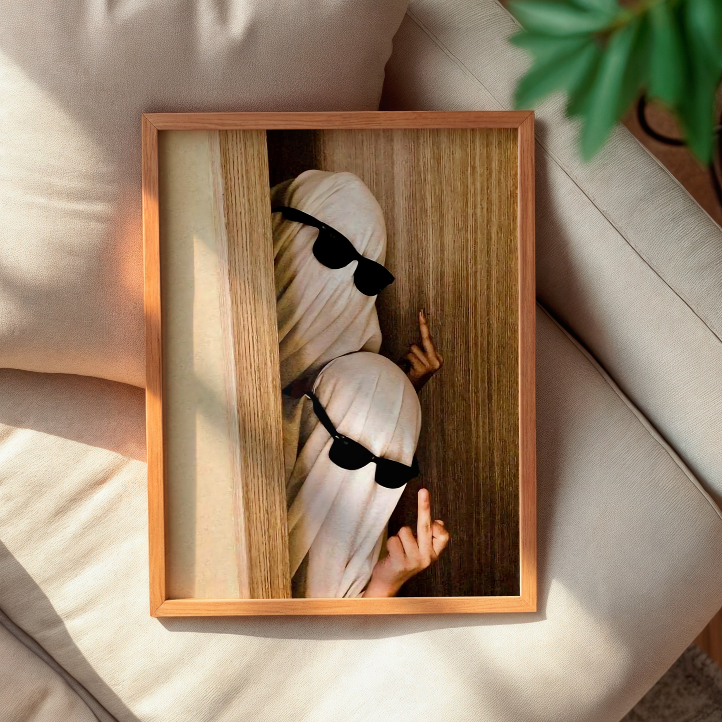 Funny Middle Finger Ghosts Digital Print | Vintage Spooky Halloween Printable Photography Poster | Retro Wall Art for Grunge Room Decor