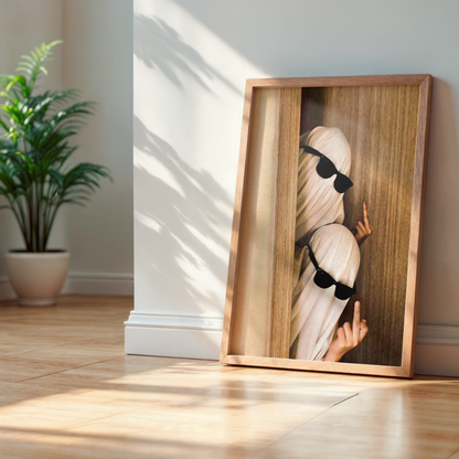 Funny Middle Finger Ghosts Digital Print | Vintage Spooky Halloween Printable Photography Poster | Retro Wall Art for Grunge Room Decor