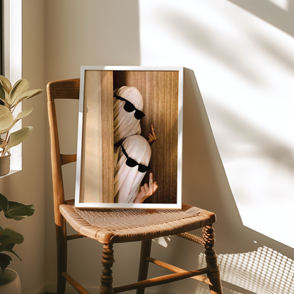 Funny Middle Finger Ghosts Digital Print | Vintage Spooky Halloween Printable Photography Poster | Retro Wall Art for Grunge Room Decor