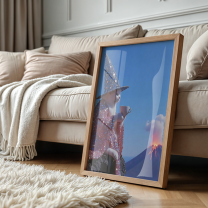 Glitter Pink and White Witch Cat Digital Print |  Spooky Halloween Printable Photography Poster | Retro Wall Art for Grunge Room Decor