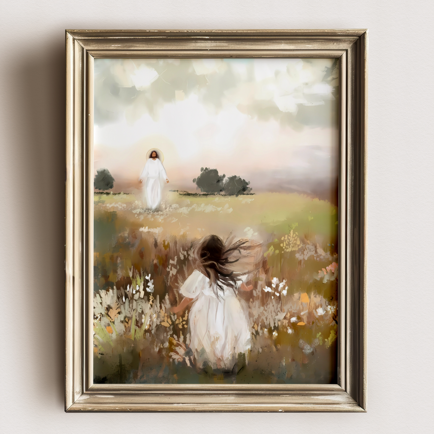 Jesus Christ Portrait Painting | Christian LDS Wall Art | Vintage Bible Verse Prints | Cottagecore Church Decor | Steps of Faith Girl Art