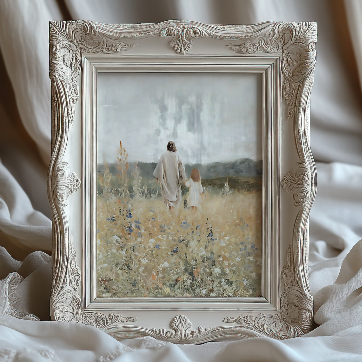 Jesus Christ Portrait Painting | Christian LDS Wall Art | Vintage Bible Verse Prints | Cottagecore Church Decor | Steps of Faith Girl Art