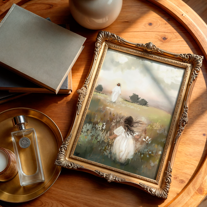 Jesus Christ Portrait Painting | Christian LDS Wall Art | Vintage Bible Verse Prints | Cottagecore Church Decor | Steps of Faith Girl Art