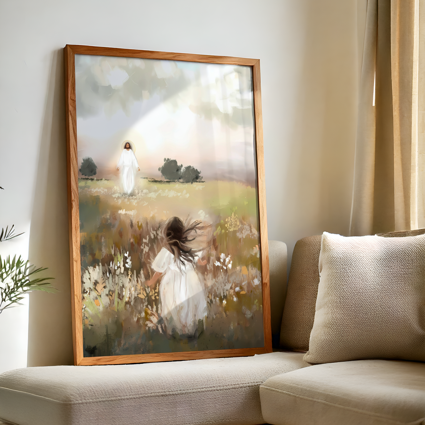 Jesus Christ Portrait Painting | Christian LDS Wall Art | Vintage Bible Verse Prints | Cottagecore Church Decor | Steps of Faith Girl Art