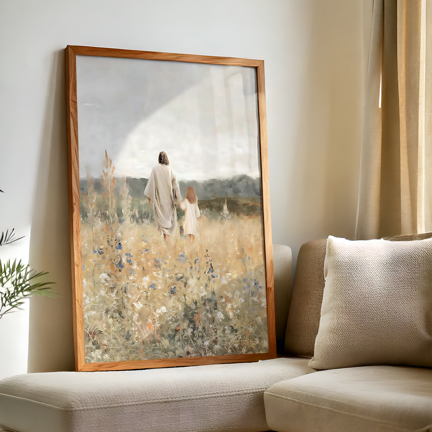 Jesus Christ Portrait Painting | Christian LDS Wall Art | Vintage Bible Verse Prints | Cottagecore Church Decor | Steps of Faith Girl Art