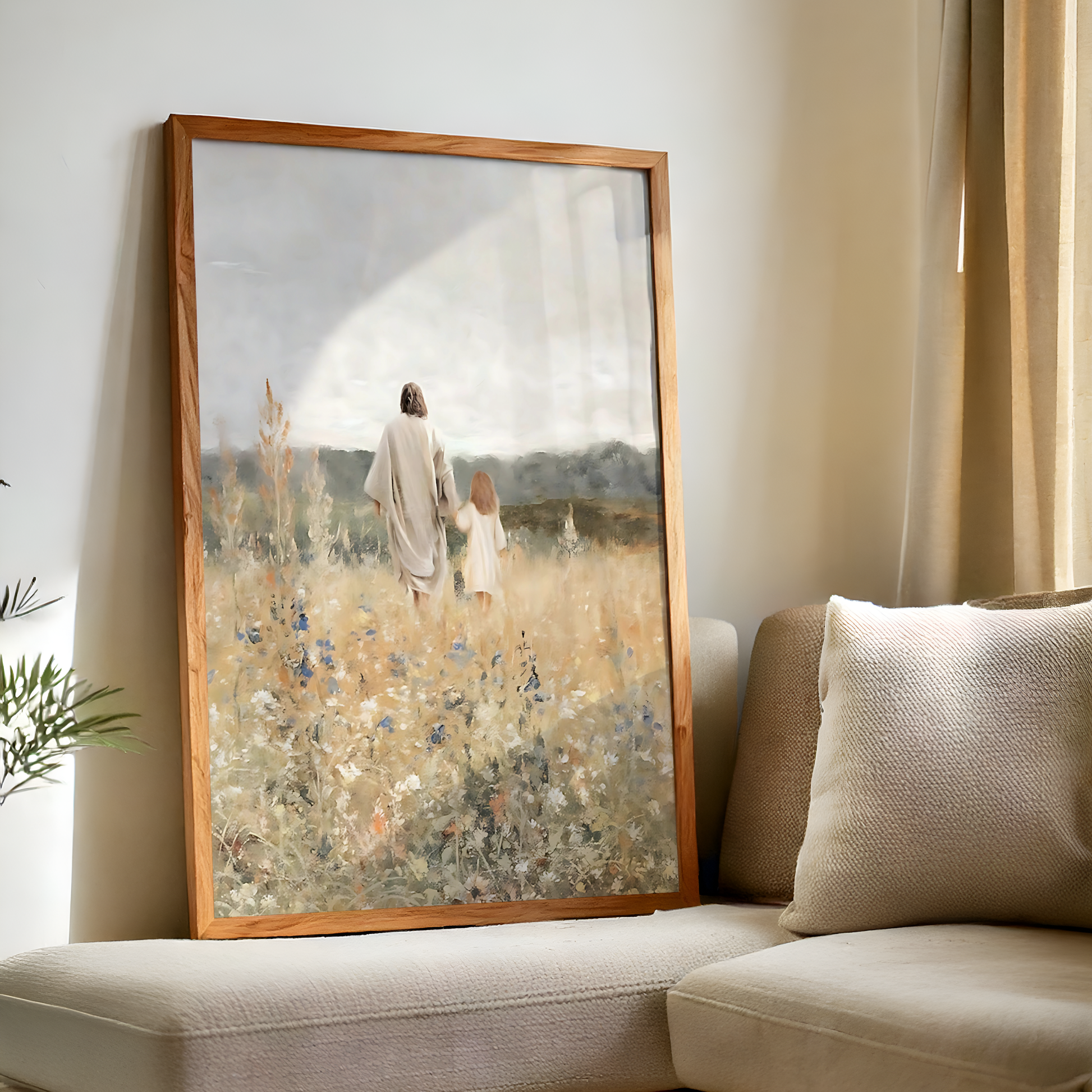 Jesus Christ Portrait Painting | Christian LDS Wall Art | Vintage Bible Verse Prints | Cottagecore Church Decor | Steps of Faith Girl Art