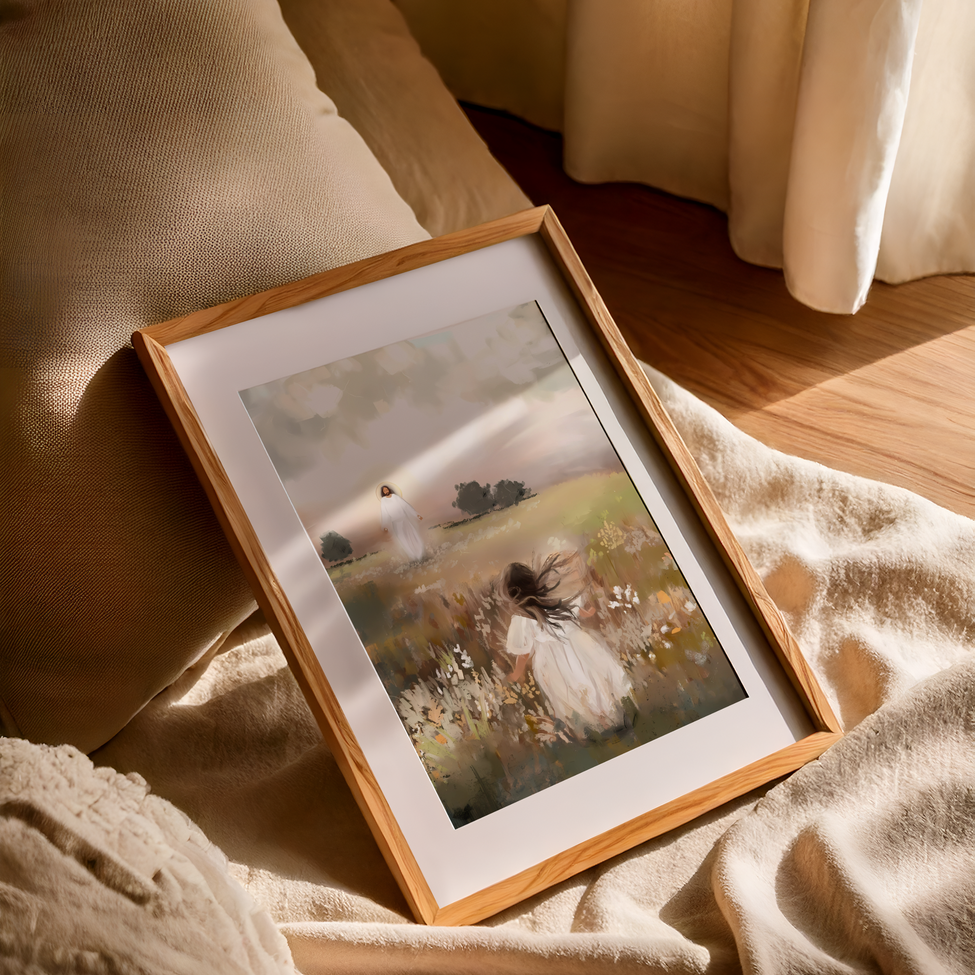 Jesus Christ Portrait Painting | Christian LDS Wall Art | Vintage Bible Verse Prints | Cottagecore Church Decor | Steps of Faith Girl Art