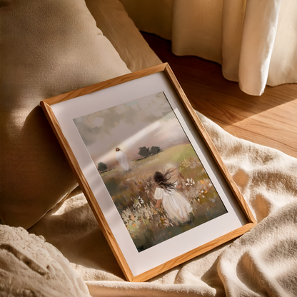 Jesus Christ Portrait Painting | Christian LDS Wall Art | Vintage Bible Verse Prints | Cottagecore Church Decor | Steps of Faith Girl Art