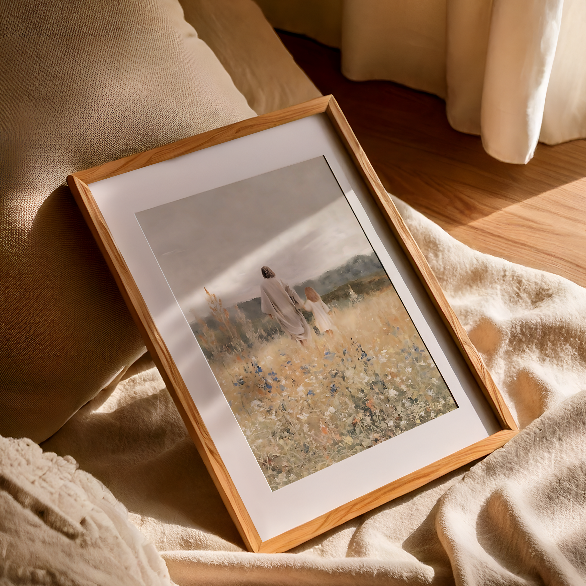 Jesus Christ Portrait Painting | Christian LDS Wall Art | Vintage Bible Verse Prints | Cottagecore Church Decor | Steps of Faith Girl Art