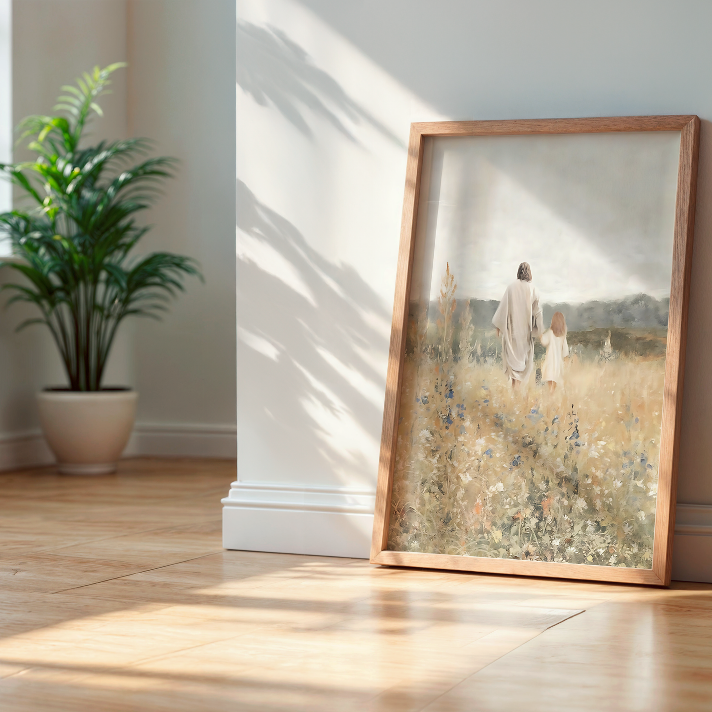 Jesus Christ Portrait Painting | Christian LDS Wall Art | Vintage Bible Verse Prints | Cottagecore Church Decor | Steps of Faith Girl Art