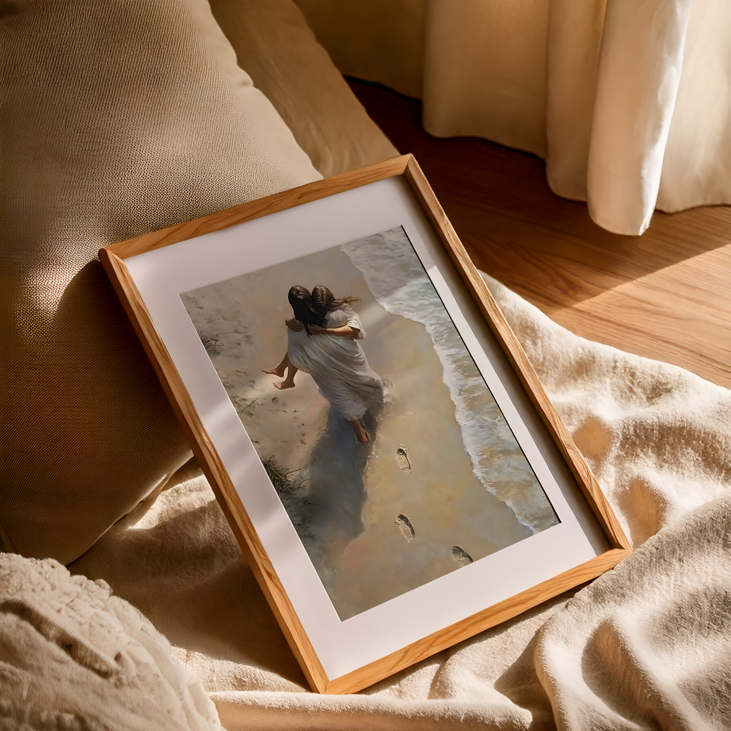 Jesus Christ Portrait Painting | Christian LDS Wall Art | Vintage Bible Verse Prints | Walks on Water Church Decor | Steps of Faith Girl Art