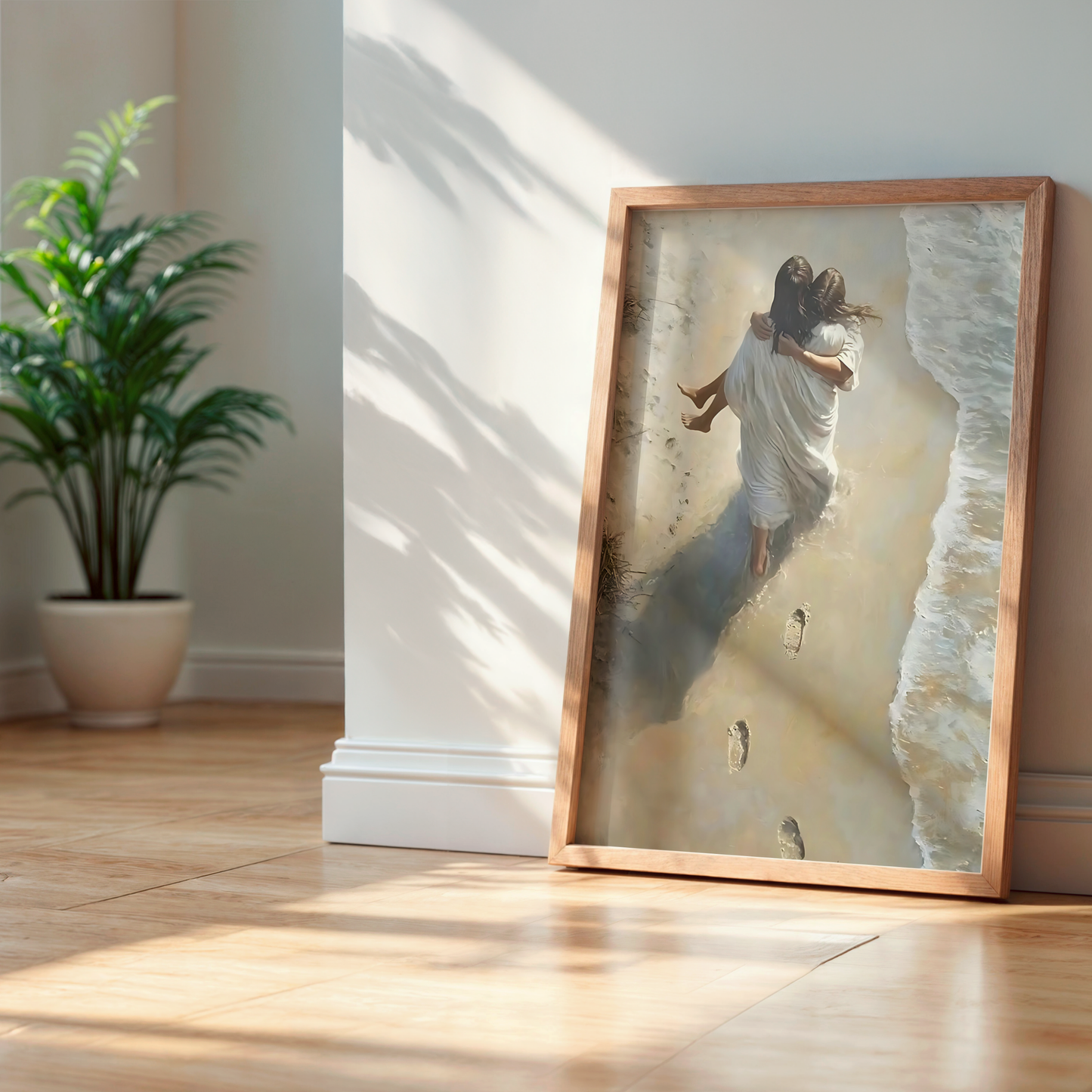 Jesus Christ Portrait Painting | Christian LDS Wall Art | Vintage Bible Verse Prints | Walks on Water Church Decor | Steps of Faith Girl Art