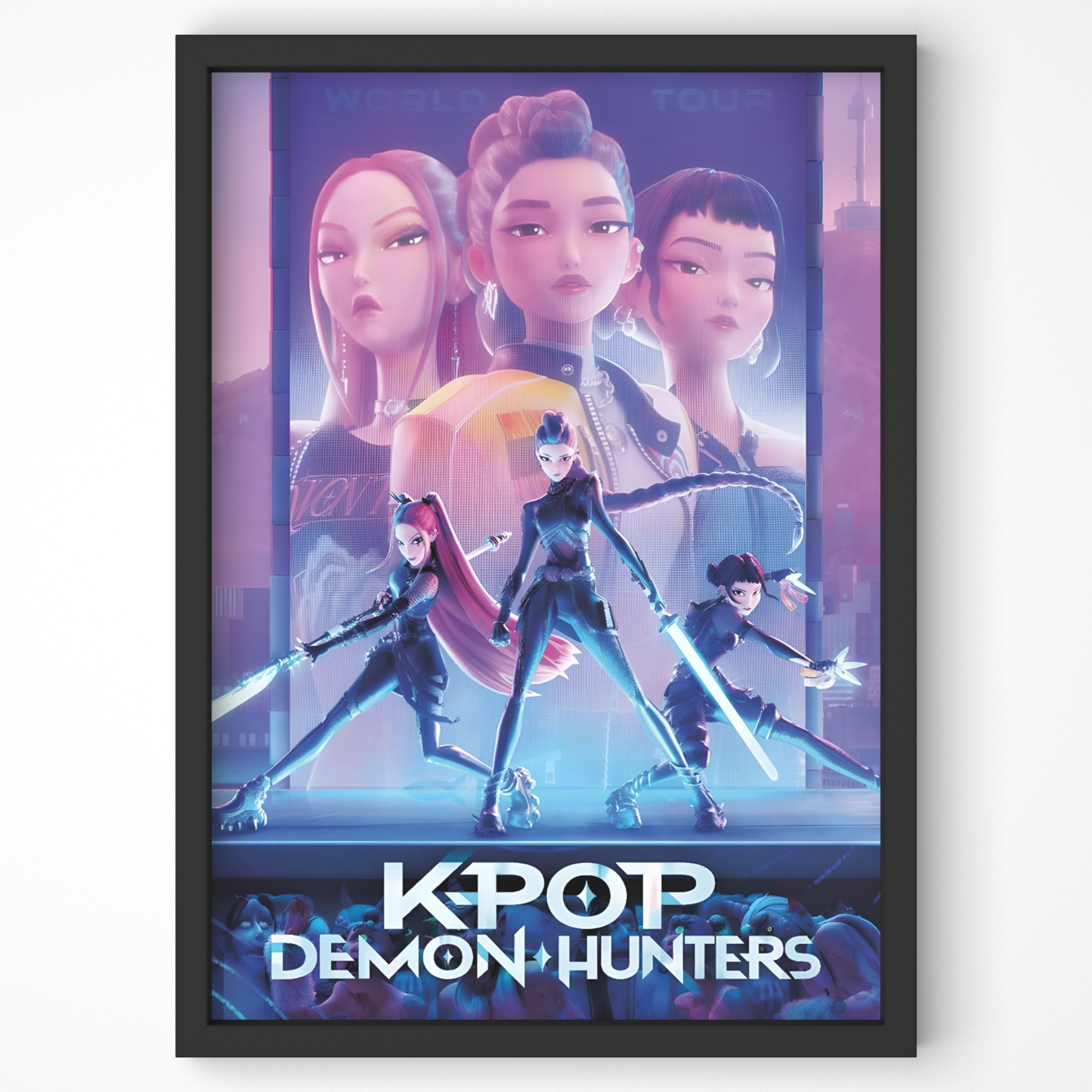 KPOP Demon Hunters Original Cover Poster (Netflix 2025) | Huntrix Rumi, Mira, Zoey Fandom Wall Art Prints for Teen Girl Bedroom Decor