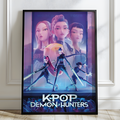 KPOP Demon Hunters Original Cover Poster (Netflix 2025) | Huntrix Rumi, Mira, Zoey Fandom Wall Art Prints for Teen Girl Bedroom Decor