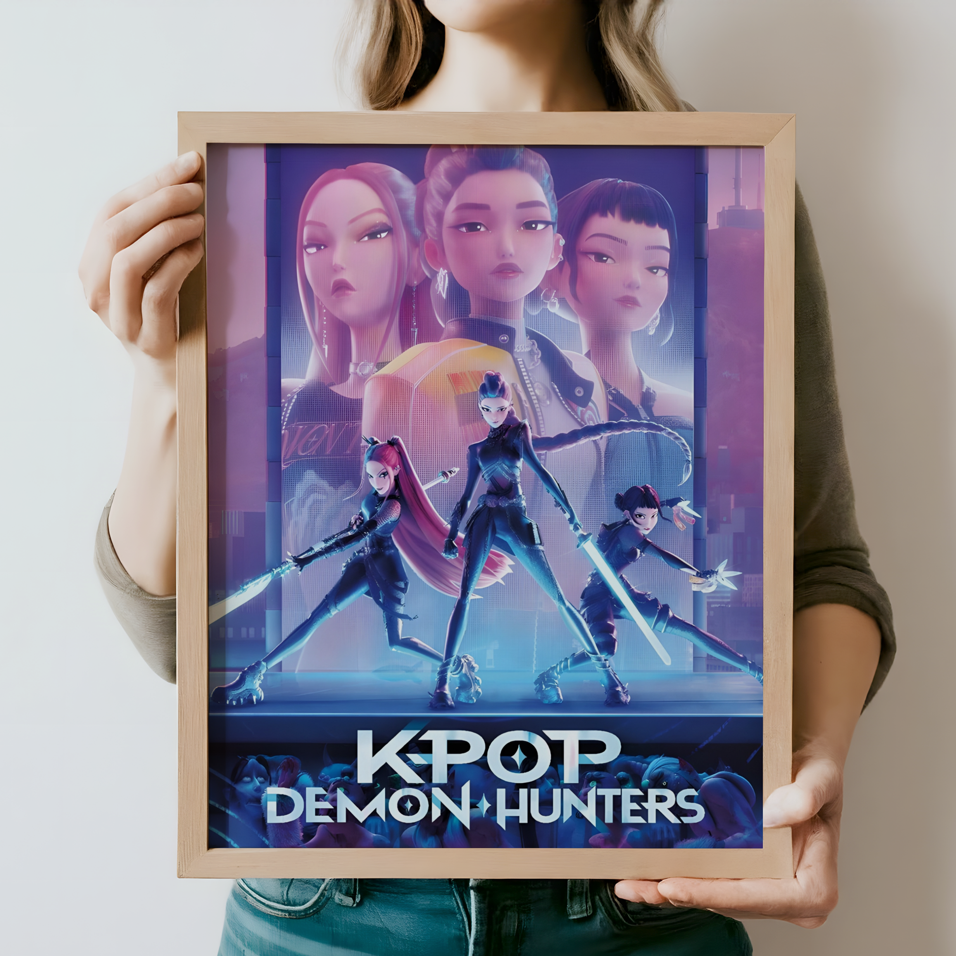 KPOP Demon Hunters Original Cover Poster (Netflix 2025) | Huntrix Rumi, Mira, Zoey Fandom Wall Art Prints for Teen Girl Bedroom Decor