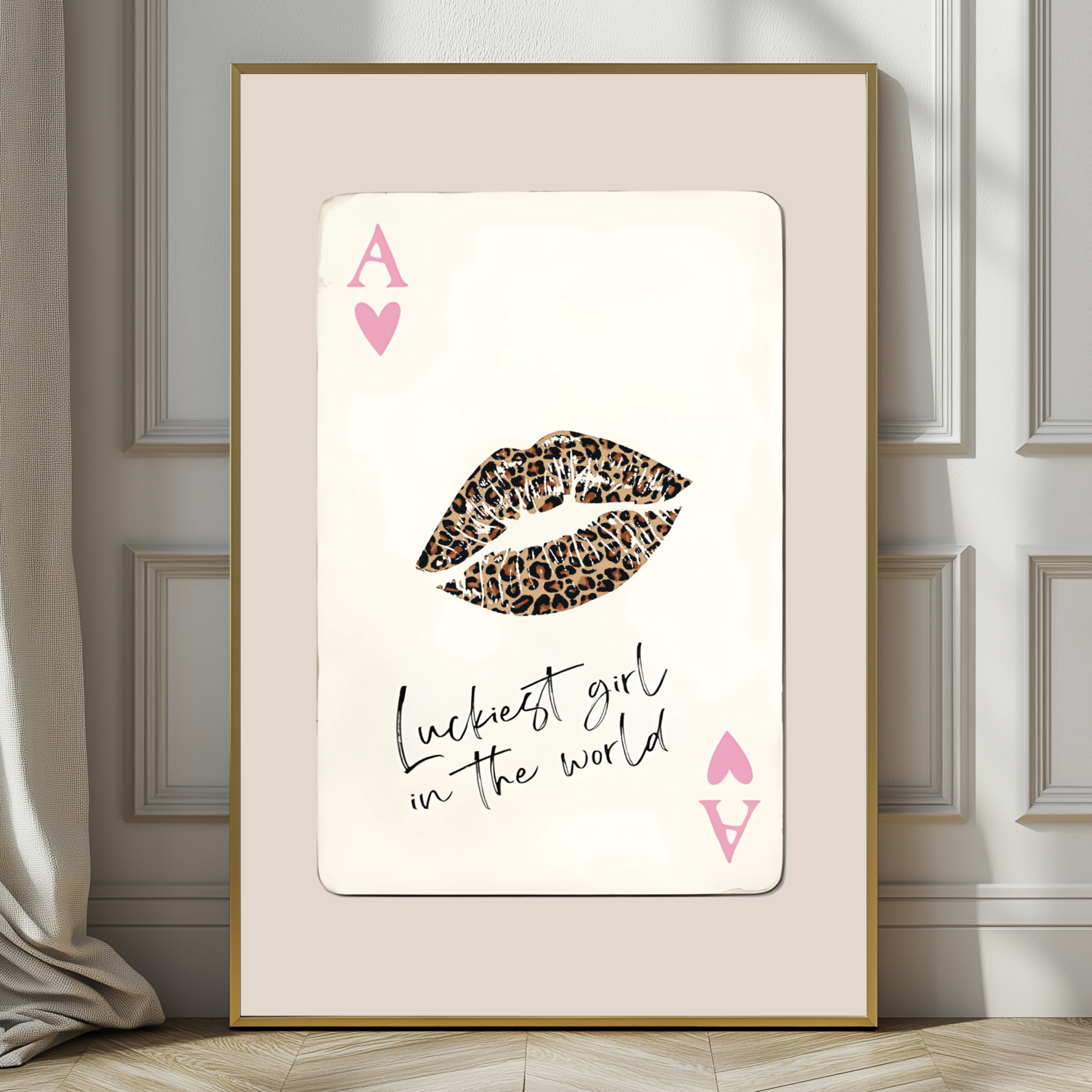 Retro Cheetah Playing Card Poster Print