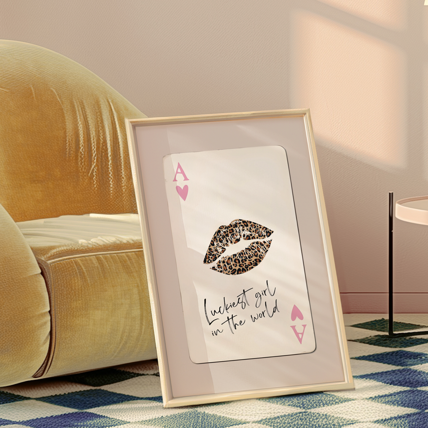 Retro Cheetah Playing Card Poster Print