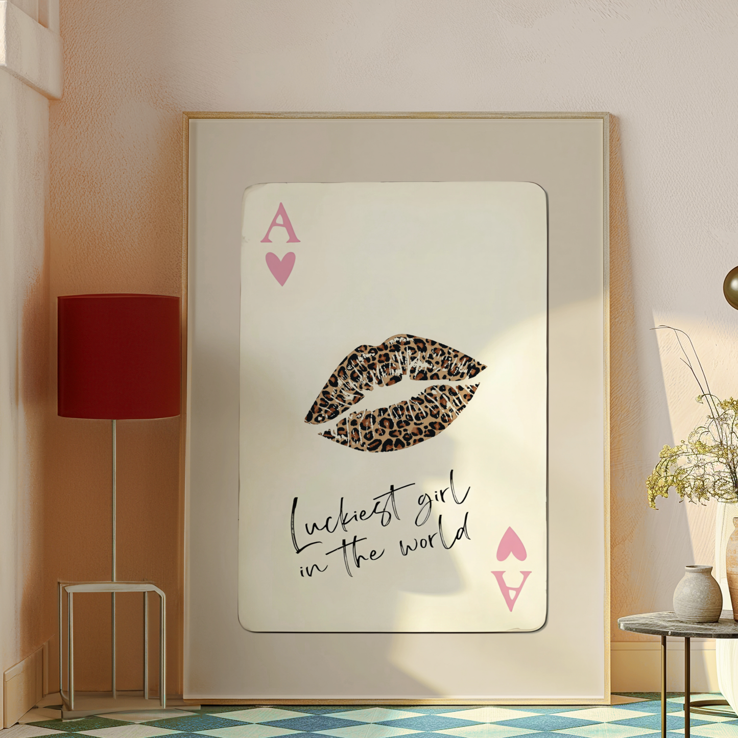 Retro Cheetah Playing Card Poster Print