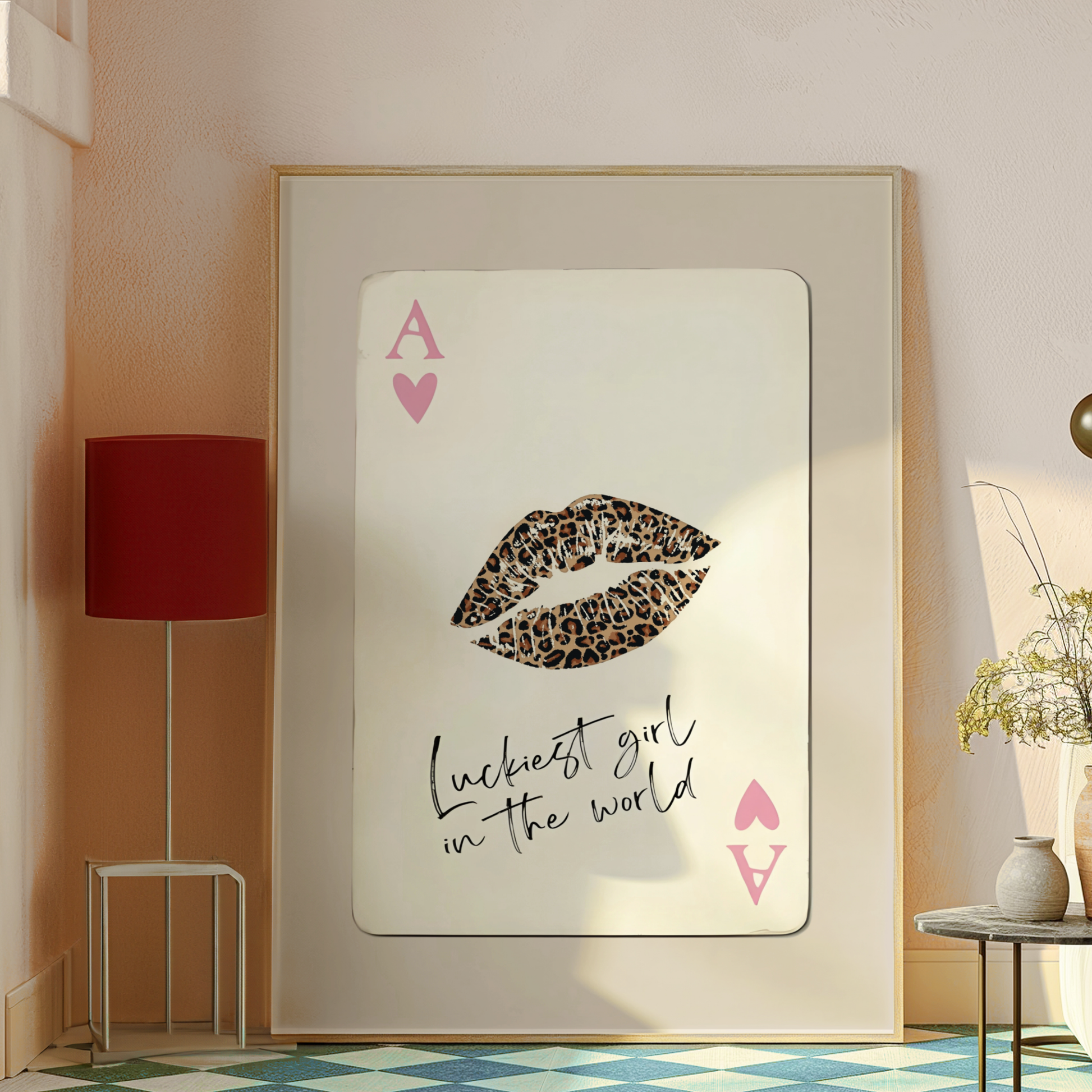 Retro Cheetah Playing Card Poster Print