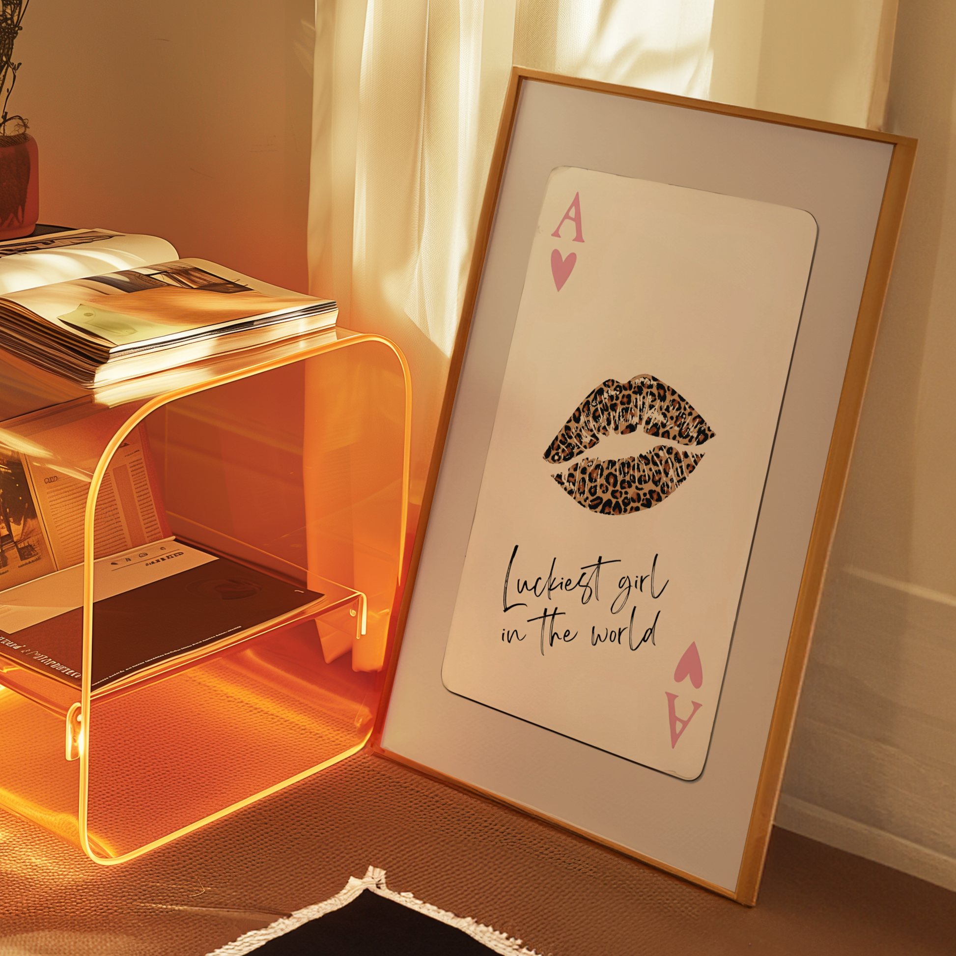Retro Cheetah Playing Card Poster Print