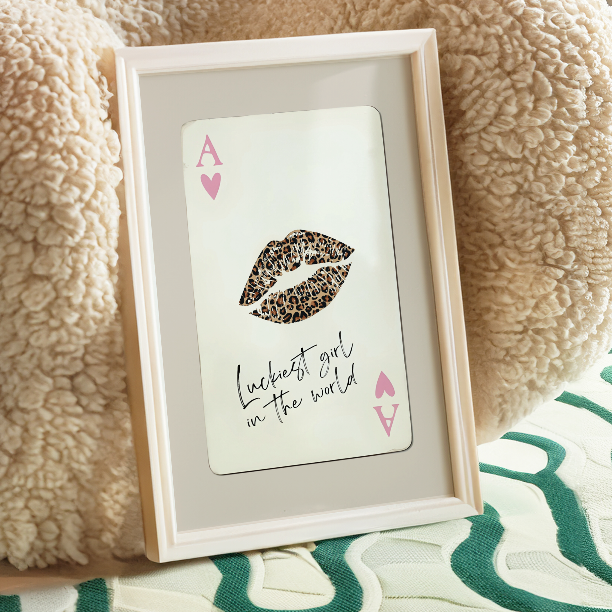 Retro Cheetah Playing Card Poster Print