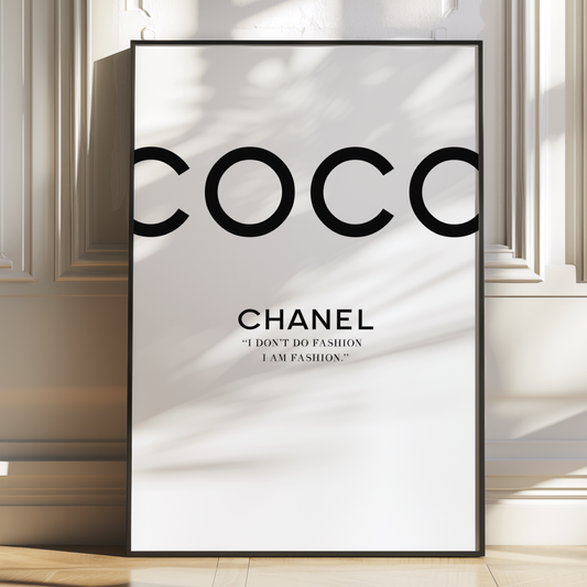 Retro Coco Chanel Black and White Poster Prints | Girly Luxury Fashion Wall Art