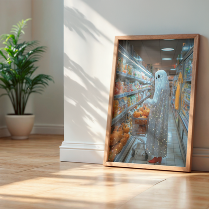 Retro Glitter Ghost and Pumpkin Digital Prints | Spooky Halloween Fall Printable Photography Poster | Maximalist Wall Art for Grunge Decor