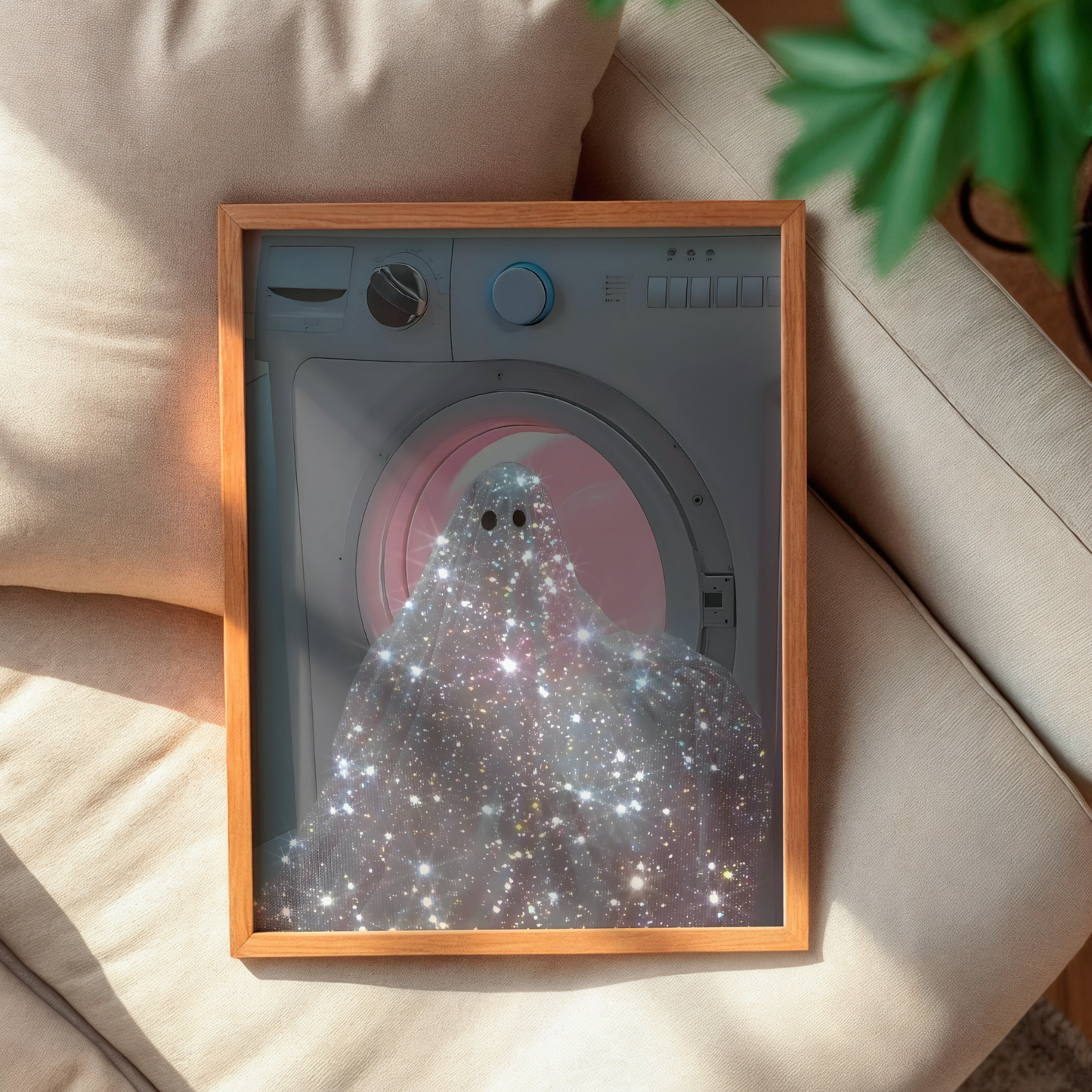Retro Glitter Ghost in Pink Digital Print | Spooky Halloween Fall Printable Photography Poster | Maximalist Wall Art for Grunge Room Decor