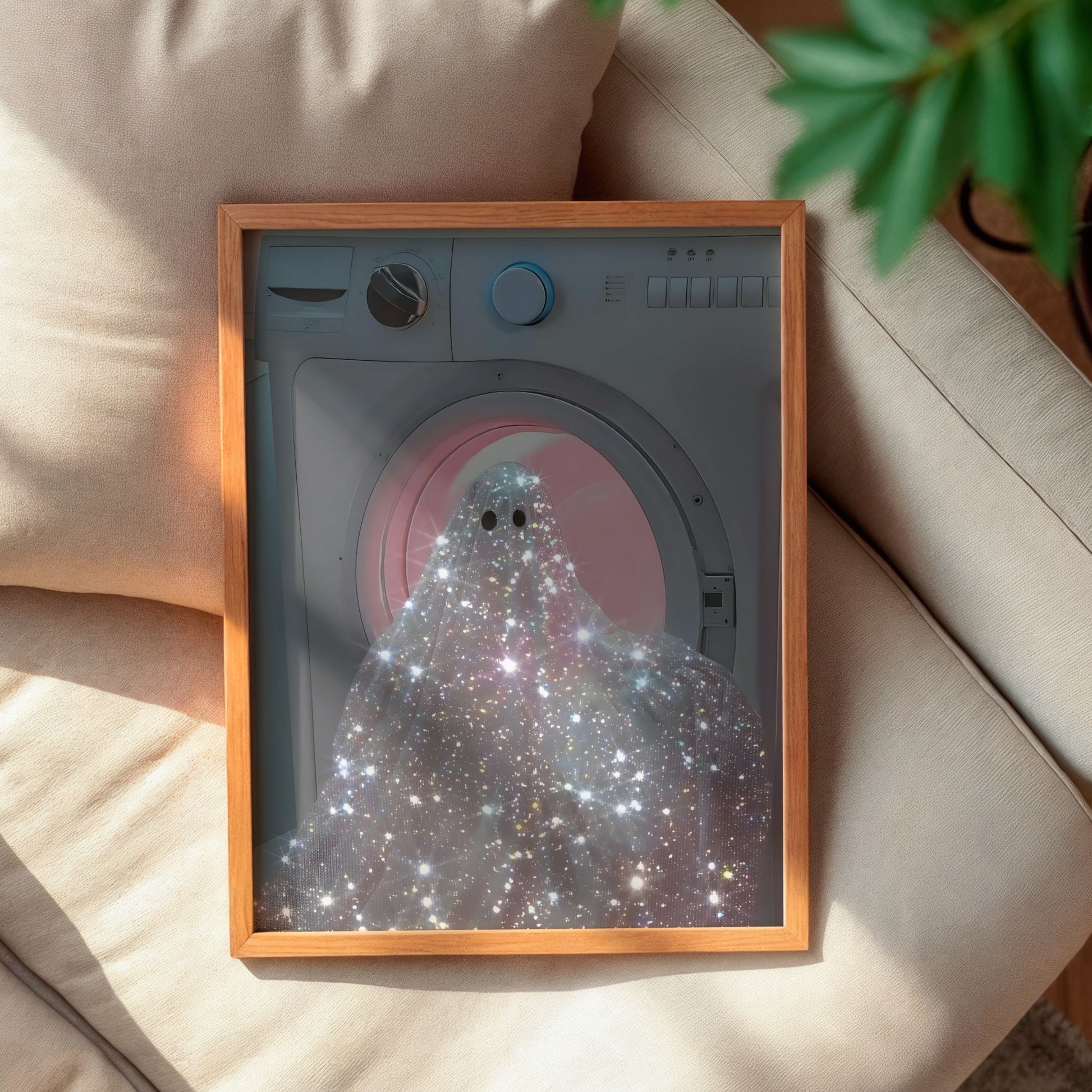 Retro Glitter Ghost in Pink Digital Print | Spooky Halloween Fall Printable Photography Poster | Maximalist Wall Art for Grunge Room Decor