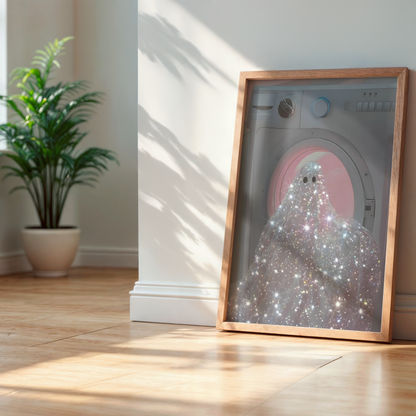 Retro Glitter Ghost in Pink Digital Print | Spooky Halloween Fall Printable Photography Poster | Maximalist Wall Art for Grunge Room Decor