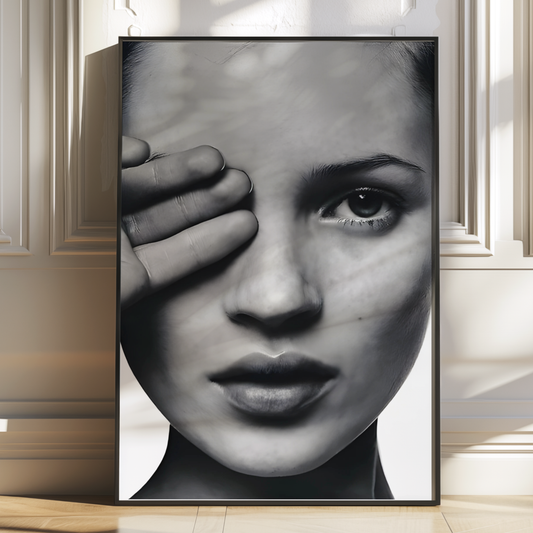 Retro Kate Moss Poster Prints | Girly Black and White Fashion Wall Art