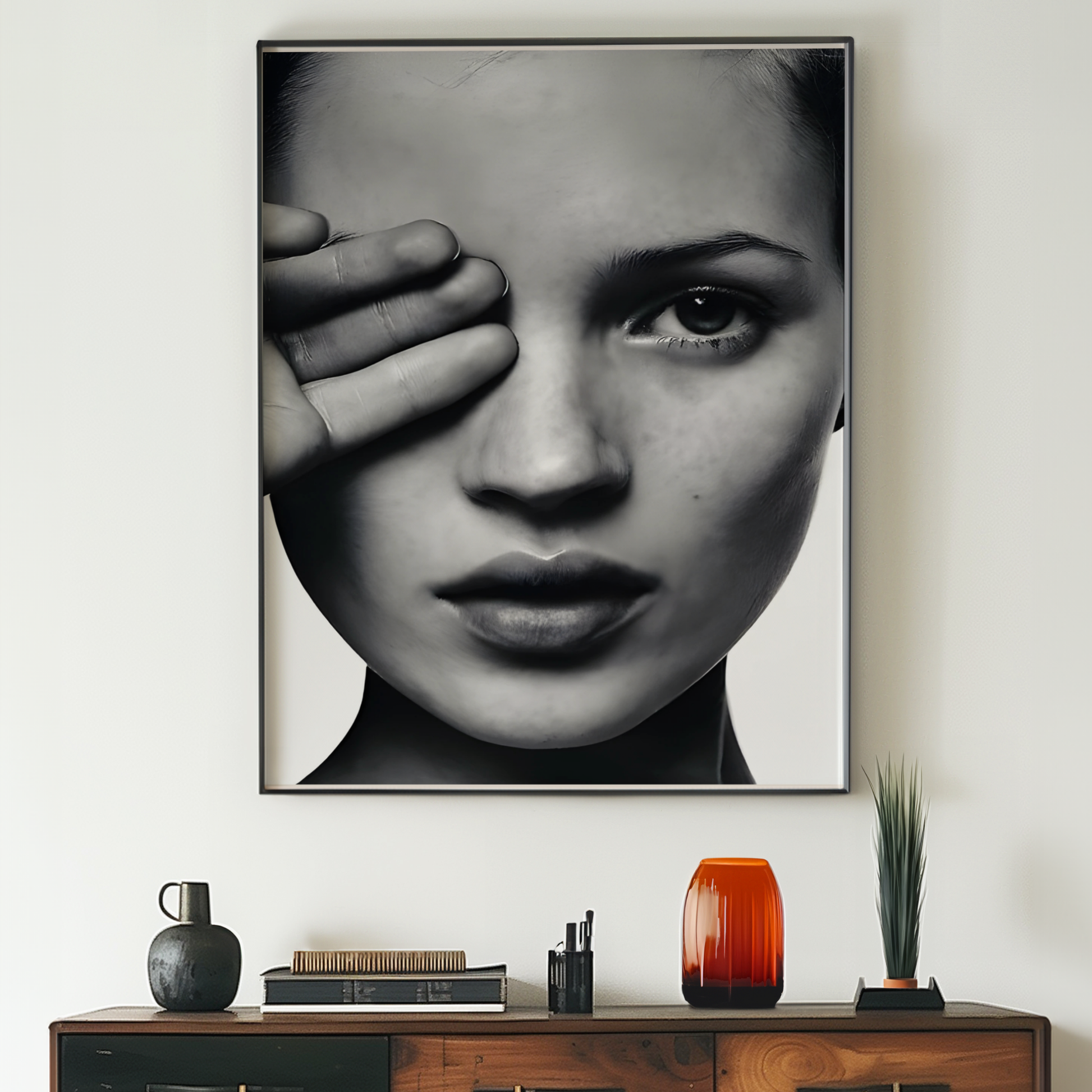 Retro Kate Moss Poster Prints | Girly Black and White Fashion Wall Art