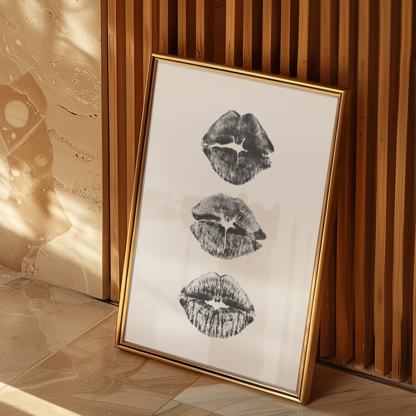 Retro Kiss Cool Girl Poster Prints | Girly Black and White Lips Fashion Wall Art
